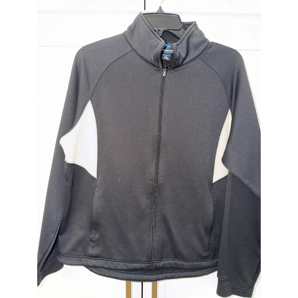 Tri-Mountain Performance Womens Black Cream Full Zip Track Jacket Size Medium